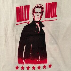 Billy Idol Graphic Tee - White with Red & Black Print